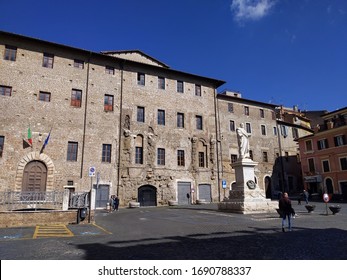 PALESTRINA, ITALY - FEBRUARY 20, 2020: Statue Of  Renaissance Musician Giovanni Pierluigi Da Palestrina, Composer Of Church Sacred Music 