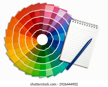 A palette of color maps for determining the color. Reference book of paint samples, color catalog. Selection of threads in the catalog for designers. - Shutterstock ID 1926444902