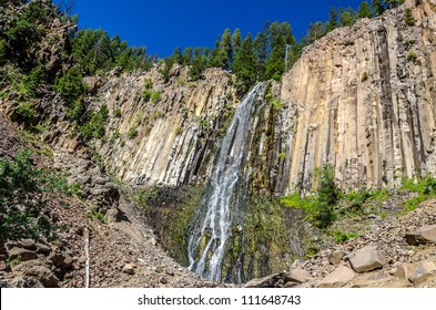 Palisade Falls in Hyalite Canyon near Bozeman, Montana, shows an excellent example of columnar jointing