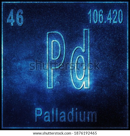 Palladium chemical element, Sign with atomic number and atomic weight, Periodic Table Element