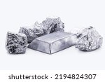 palladium stone and ingot, a transition metal used in the production of aerospace equipment, isolated white background