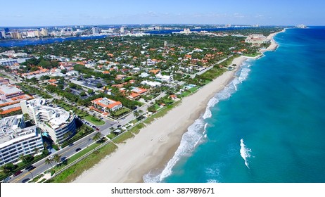 Palm Beach, Florida. Amazing Aerial View Of Coastline.