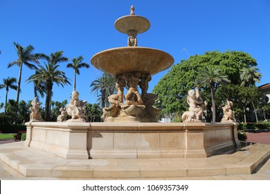 PALM BEACH, FLORIDA - MARCH 21, 2018: The Main Fountain at The Breakers Palm Beach. It designed by Italian sculptor Leo Lentelli, was inspired Boboli Gardens in Florence. 