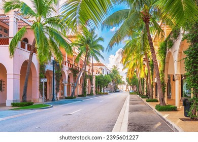 Palm Beach, Florida, USA at Worth Ave on a beautiful day. - Powered by Shutterstock