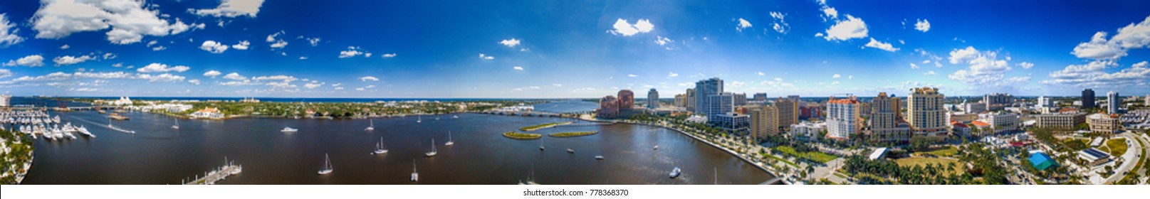 Palm Beach Panoramic Aerial View, Florida.