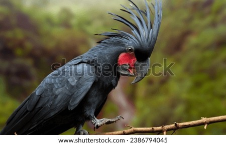 The palm cockatoo (Probosciger aterrimus), also known as the goliath cockatoo or great black cockatoo.