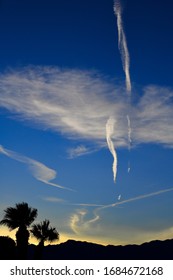 Palm Desert California Jet Stream At Sunset.