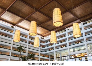 Palm Desert, California USA- July 24 2019: The Inside View Of JW Mariott Desert Springs Resort And Spa. 