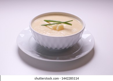 

palm heart soup on white background