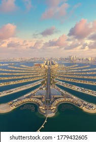 The Palm Jumeirah Islands During Sunset In Dubai