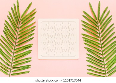 Palm Leaves Summer Puzzle Mockup