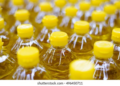 Palm Oil In Bottle Pattern Factory Warehouse Store Food Background