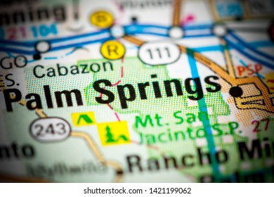 Palm Springs. California. USA On A Map