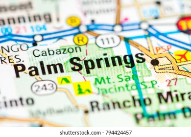 Palm Springs. California. USA On A Map