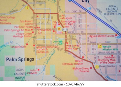 Palm Springs City On USA Map