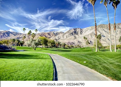 Palm Springs Golf Course Against Mountain Backdrop