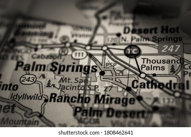 Palm Springs USA Map Travel Background