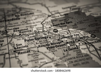 Palm Springs USA Map Travel Background