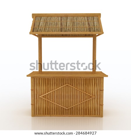 Palm tiki bar isolated on white background.