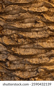 Palm Tree bark Texture Close up with warm sunlight