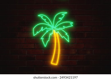 palm tree hd glowing neon sign - Powered by Shutterstock