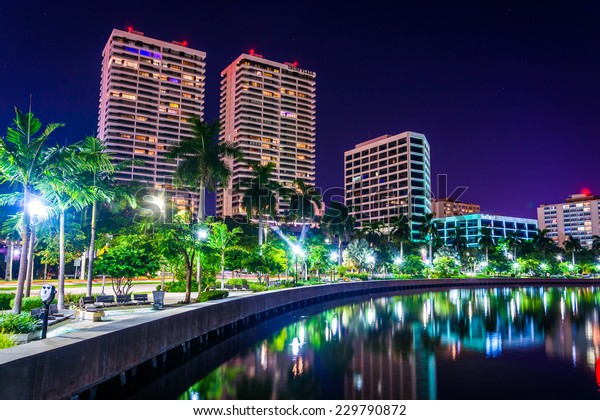 Palm Trees Along Intracoastal Waterway Skyline Stock Photo 229790872 ...