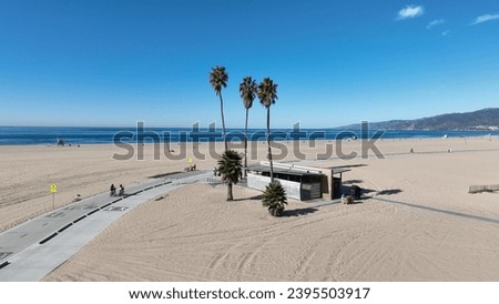Palm Trees Beach At Los Angeles In California United States. Downtown Cityscape Scenery. Route 66 Landmark. Palm Trees Beach At Los Angeles In California United States.