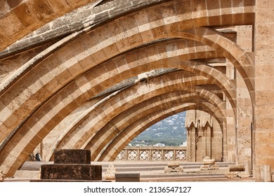 Palma de Mallorca cathedral flying buttress. Balearic islands. Spain           