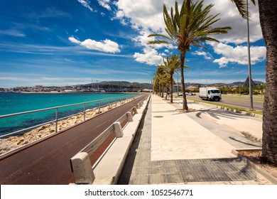 Palma De Mallorca Central Embankment With Bicylce Trail