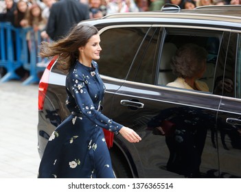 Palma De Mallorca / Spain - April 21 2019: Spanish Queen Letizia Gesture After Attending An Easter Sunday Mass In Palma De Mallorca Cathedral