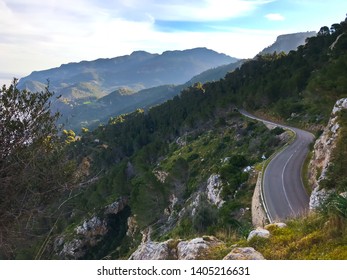 PALMA DE MALLORCA, SPAIN, Balearic.  West Coast On The Island  Of Palma De Mallorca. Landscape. Road.