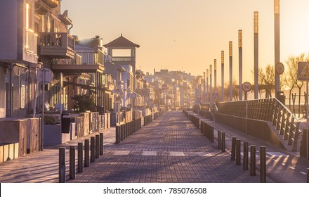 Palma De Mallorca Street, Promenade At Morning