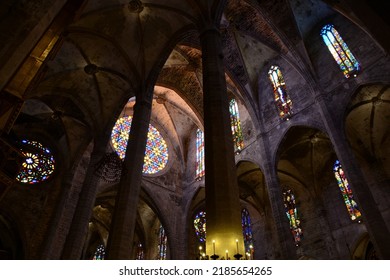 Palma, Spain; 05 July 2016: Interior of the gothic Cathedral of Palma, Majorca, Spain