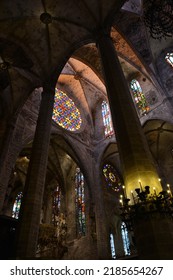 Palma, Spain; 05 July 2016: Interior of the gothic Cathedral of Palma, Majorca, Spain