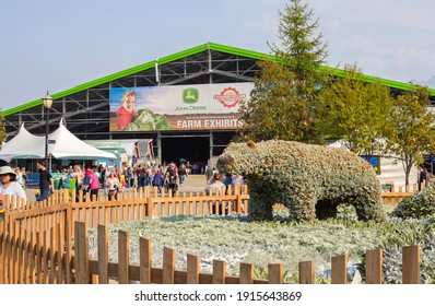 Palmer, Alaska, United States – August 22, 2019: Alaskans And Tourists On A Hot Summer Day In The Summer Of 2019 At The Alaska County State Fair; The Farm And Livestock Show.