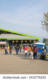 Palmer, Alaska, United States – August 22, 2019: Alaskans And Tourists On A Hot Summer Day In The Summer Of 2019 At The Alaska County State Fair; The Farm And Livestock Show.