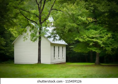 The Palmer Chapel located in Cataloochee Valley in the Great Smokey Mountains National Park, was built in 1898. It is surrounded by wild Elk wondering in the Appalachian mountains.