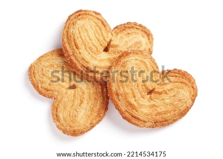 Palmier, also pig ears on a white background close-up, top view