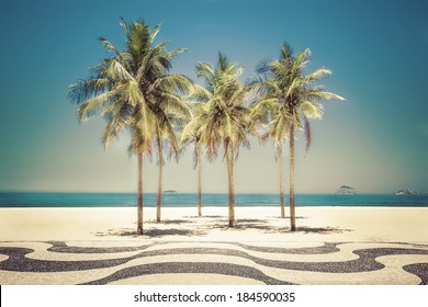 Palms on Copacabana Beach in Rio de Janeiro, Brazil