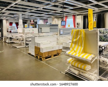 Palo Alto, CA - February 2, 2020: Ikea Furniture Store Household Goods Section On A Not Very Busy Day.