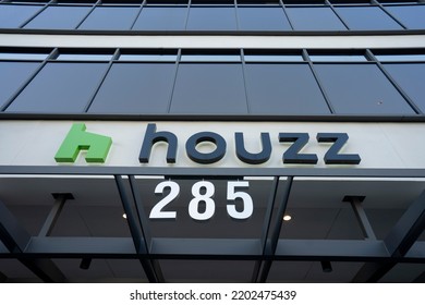 Palo Alto, CA, USA - Apr 26, 2022: Houzz Logo Is Seen At Its Headquarters In Palo Alto, California. Houzz Is A Website, Online Community And Software For Architecture, Design And Home Improvement.