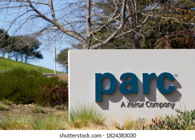 Palo Alto, CA, USA - Mar 4, 2020: The PARC sign is seen outside the corporate headquarters of Palo Alto Research Center Incorporated (PARC), a wholly owned subsidiary of Xerox.
