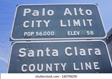 Palo Alto City Limit sign, Palo Alto, Silicon Valley, California