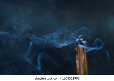 Palo Santo, Holy Sacred Tree Stick, Burning With Aroma Smoke.