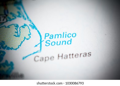 Pamlico Sound. USA On A Map.