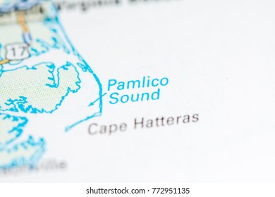 Pamlico Sound. USA On A Map.