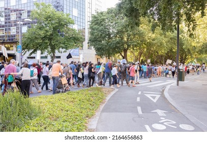 Pamplona, Spain - 28 May 2022 - Hundreds Of People March Protesting Against Renewable Energy Projects And Green Capitalism.