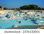 Pamukkale natural travertine pools and terraces. Pamukkale, Denizli, Türkiye