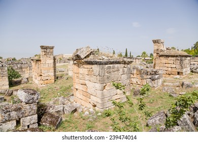 Pamukkale-Hierapolis, Turkey. Archaeological site of the antique city. UNESCO list