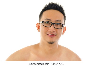 Pan Asian Male Portrait On Plain Background